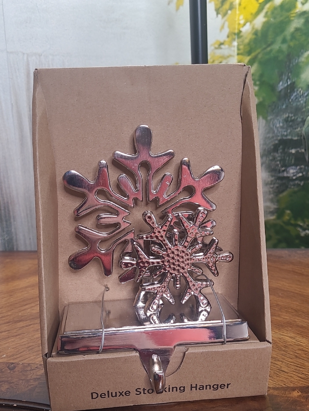 New in box! Northlight Deluxe Silver Double Snowflake Christmas Stocking Hanger